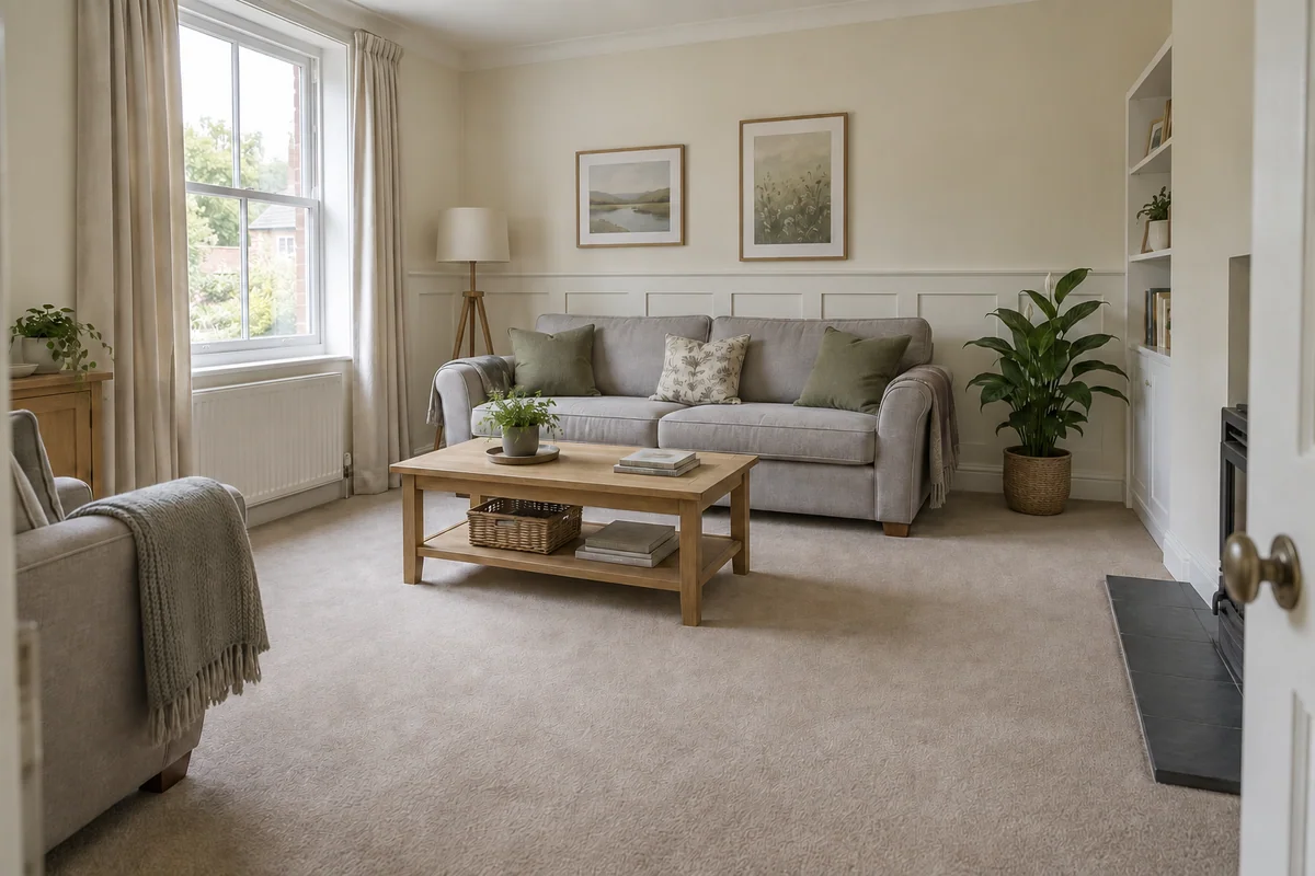 Illustrative wall panelling concept behind the sofa