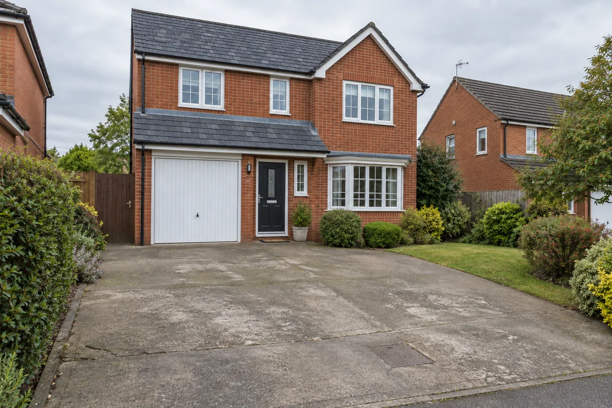 Illustrative natural-slate roof concept on the same house